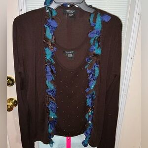 Karen Kane Chocolate Cardigan & Tank
